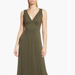 Loveappella Army Green Sleeveless Maxi Dress